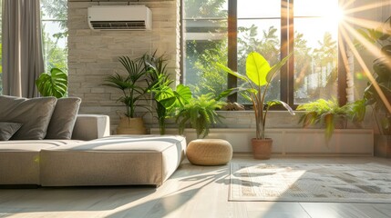 Naklejka premium Air conditioner in modern living room