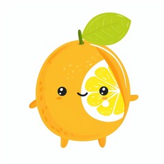 A cartoon orange with a green leaf on top