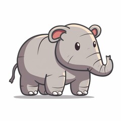 A cartoon elephant is standing on a white background