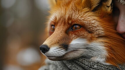 Obraz premium A vet using scent therapy to help rehabilitate a rescued fox with anxiety issues, demonstrating a holistic approach in a wildlife care center