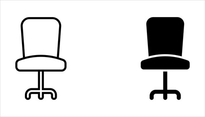 Office chair icon set. Linear icon set. Business equipment. Armchair on white background