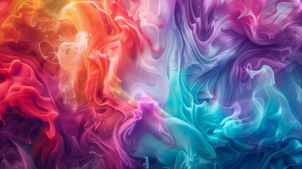 Liquid paints dance and swirl in a mesmerizing symphony of colors, blending seamlessly in a tranquil flow
