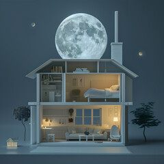 Fototapeta premium toy house in the night
