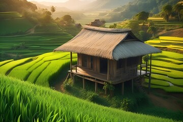 Amazing view of a hut on a hillside
