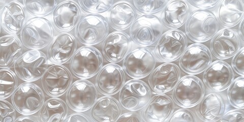 Translucent air cup bubble wrap packing texture background. transparent white air cushion plastic film packaging close up