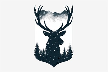 logo deer forest illustration