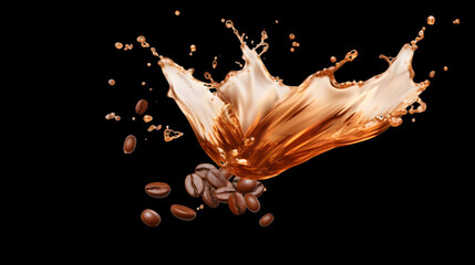 coffee beans splash