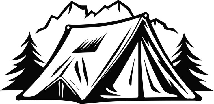 recommend clip art: camping tent silhouette vector illustration