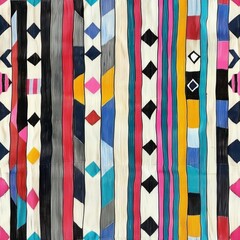 Colorful Geometric Patterned Fabric Texture in Modern Design