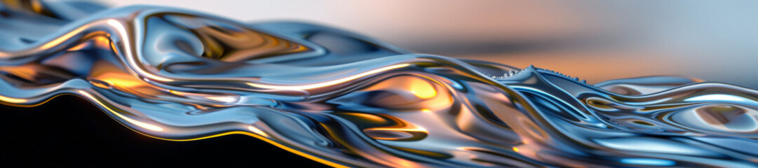 Abstract Liquid Metal Waves in Vibrant Hues Background