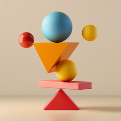 Geometric colorful three-dimensional figures.