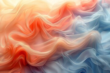 Obraz premium A visually captivating image highlighting the interplay between vibrant orange and cool blue shades across wavy fabric textures