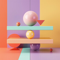Geometric colorful three-dimensional figures.