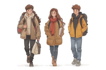 Fototapeta premium 本を手に歩く二人