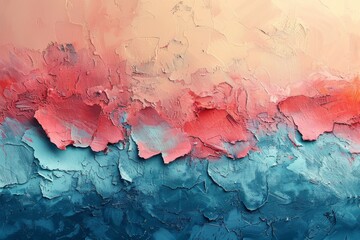 Stunning abstract painting featuring textured layers of blue and red tones for artistic backgrounds