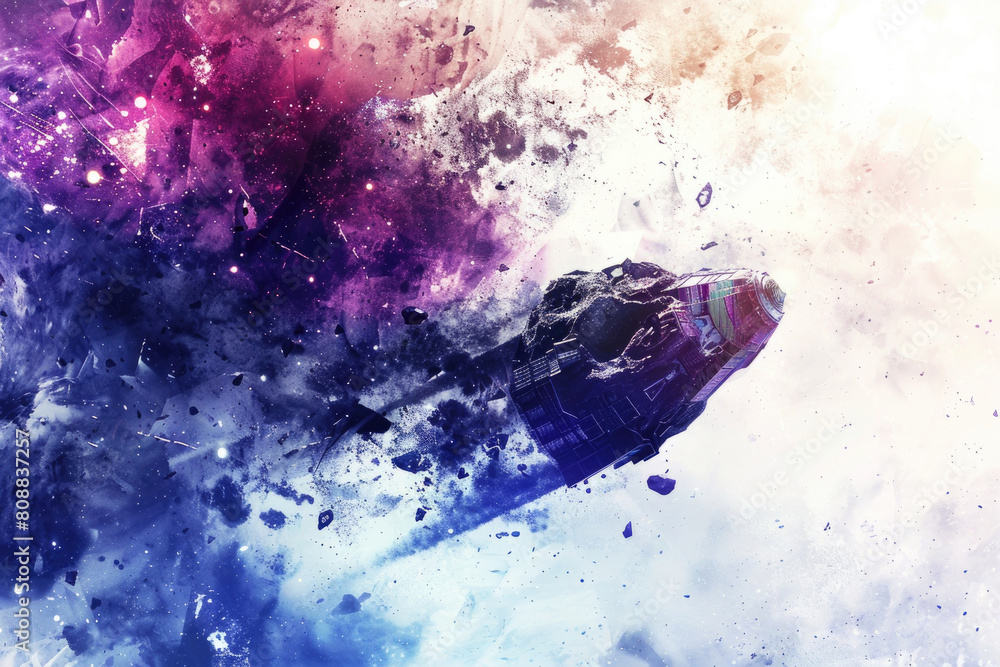 Poster a space ship floats in mid-air surrounded by vast empty space, with no other objects in sight