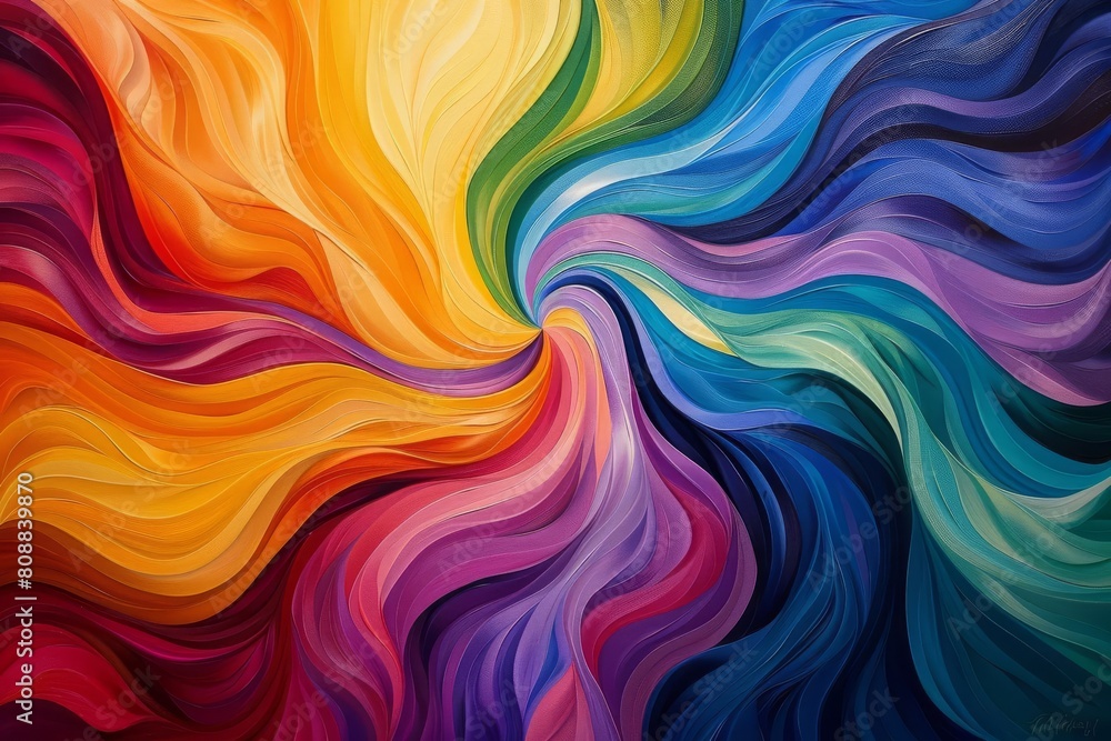Poster lively abstract expression with intense swirls and a spectrum of vibrant colors, designed to captiva