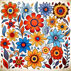 Naklejka premium seamless pattern with flowers AI generated 