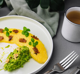 Gourmet omelette with avocado and tomato salsa