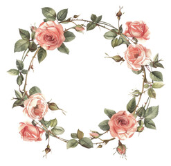 PNG Rose cercle border pattern flower wreath.