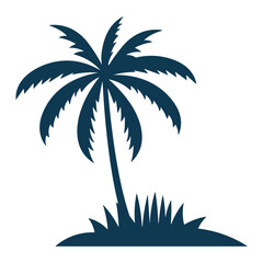 Black palm tree silhouette isolated on white background. Sketch vector illustration