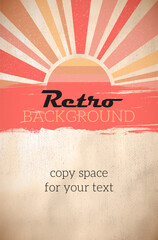 Grungy retro background with abstract sun for your vintage design