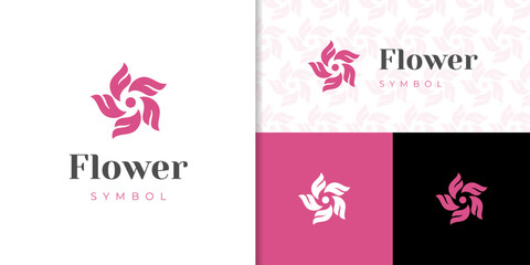 Beauty flower logo with letter f design idea for cosmetic, spa, nature floral logo elements