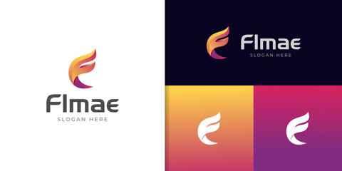 Letter F Flame Logo icon Design. abstract Fire and f letter concept idea vector logo elements