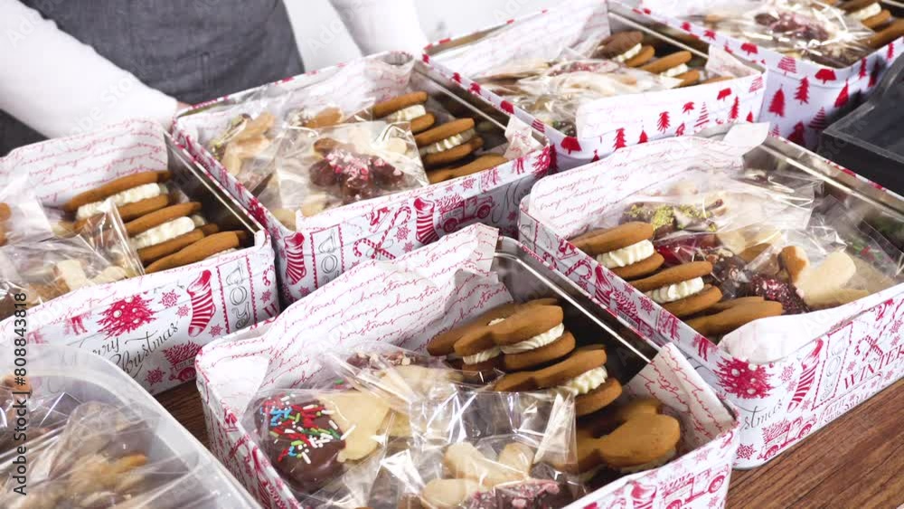 Poster Festive Christmas Tin Boxes Filled with Chocolate-Dipped Treats