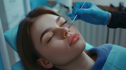 Fototapeta premium Slavic appearance at a cosmetologist's appointment