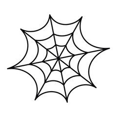 Black spider web silhouette for Halloween design isolated on white background.