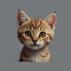 Fototapeta premium Cute Kitten Head in Cartoon Style