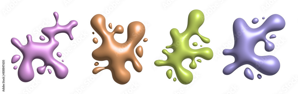 Poster 3d abstract liquid design, blobs set. y2k style. brat elements. morph shapes. clay morphism. 90s. qu