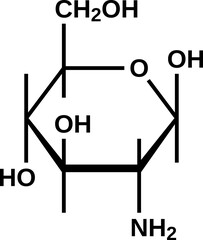 Glucosamine structural formula, vector illustration 