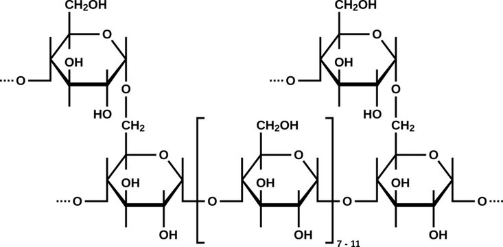 Glycogen&nbsp;structural formula, vector illustration