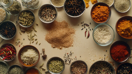 Assortment of Spices in Sunlit Kitchen Setting