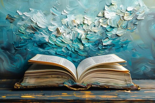 Open book with pages turning, representing knowledge and learning, Promote education, self improvement, and intellectual pursuits