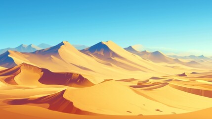 Naklejka premium Bright desert vector illustration with children's favorite cartoon landscape