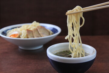 Tsukemen Ramen with roasted pork, egg and dipping soup