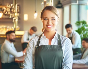 Nastolatka pracująca w czasie wakacji jako kelnerka. Wakacyjna praca w restauracji lub kawiarni