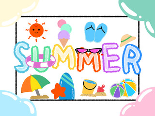Fototapeta premium 여름 summer 아이콘 일러스트