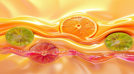 3d landscape of squeezed fruit juice made with generative AI