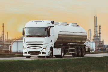 Liquid Energy: Tanker Truck Carries Fuel for Industrial Supply Chain