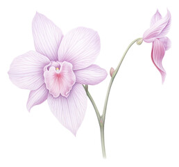 PNG Orchid flower drawing plant. AI generated Image by rawpixel.
