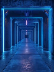 Fototapeta premium 3d render of abstract futuristic architecture with concrete floor