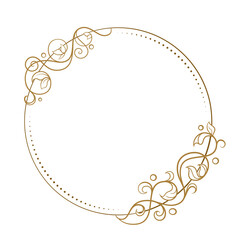Vector round floral frame with ivy leaves decoration. Vintage style ivy stems wreath.