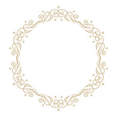 Vector round floral frame with ivy leaves decoration. Vintage style ivy stems wreath.