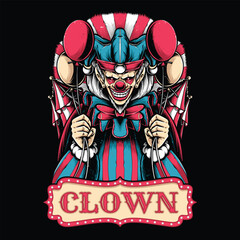scary clown carnival tshirt illustration