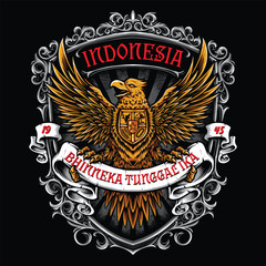 indonesian eagle symbol tshirt illustration