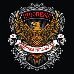 Naklejka premium indonesian eagle symbol tshirt illustration